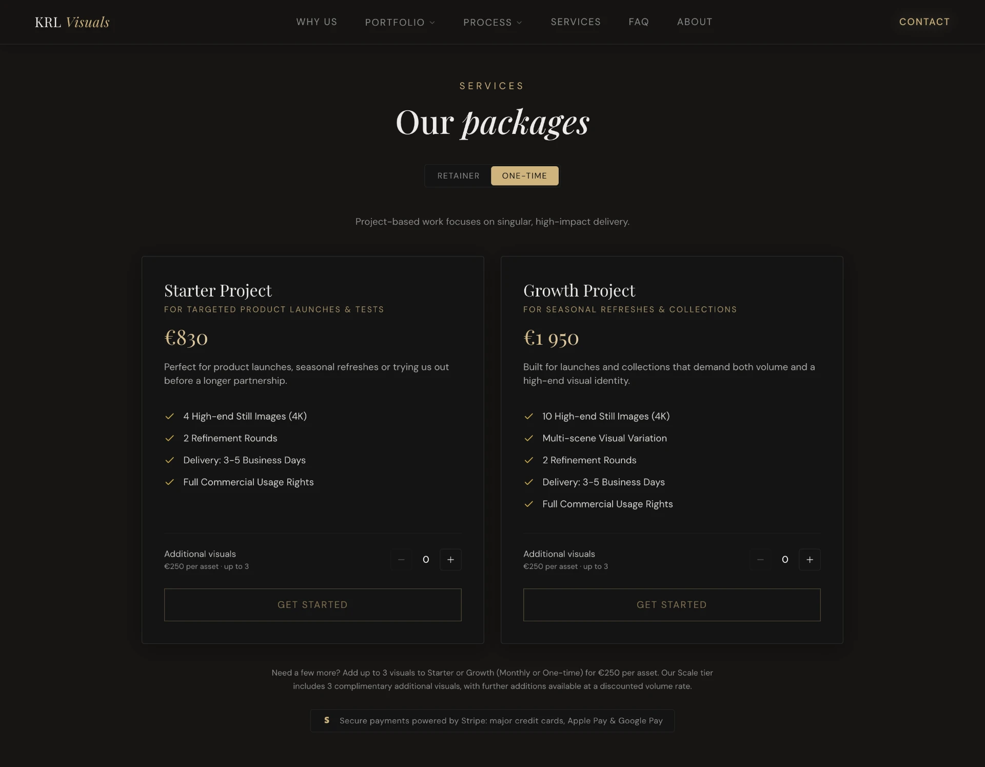 One-time packages for launches and seasonal collections.
